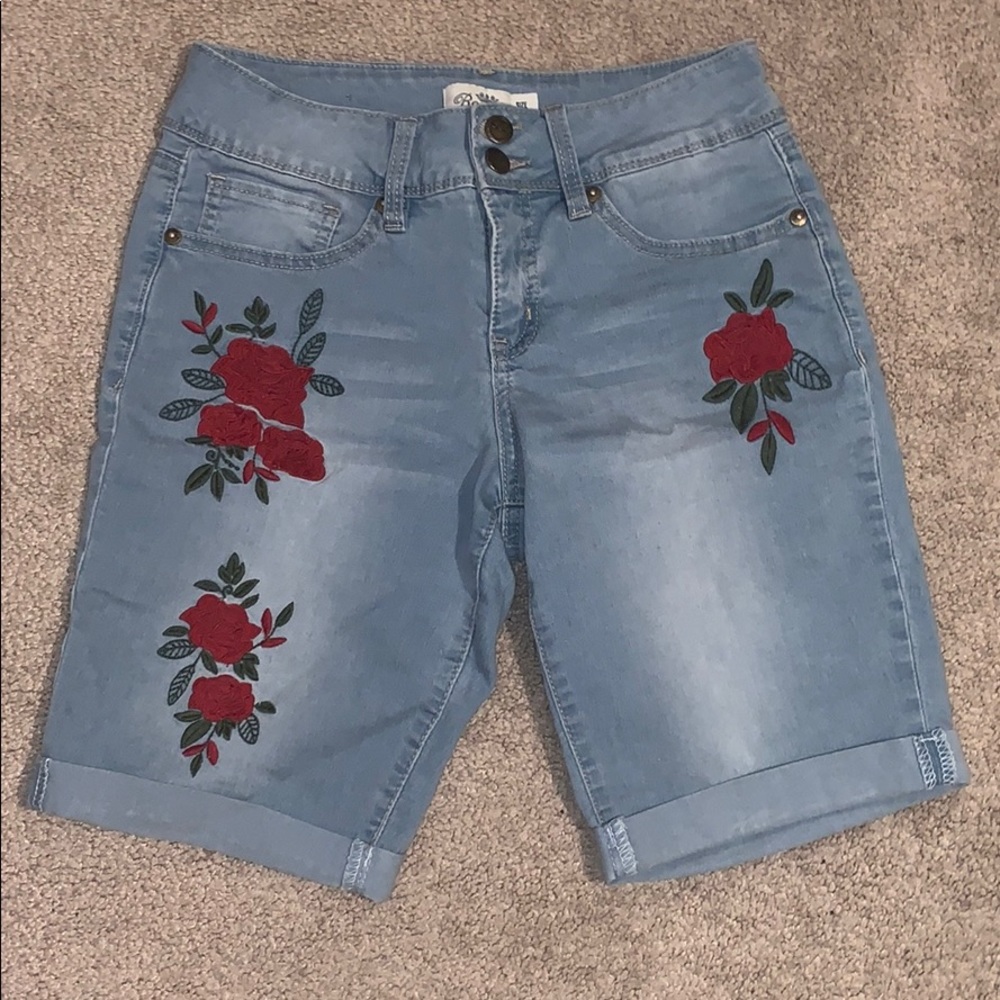 Blue Red Roses Shorts